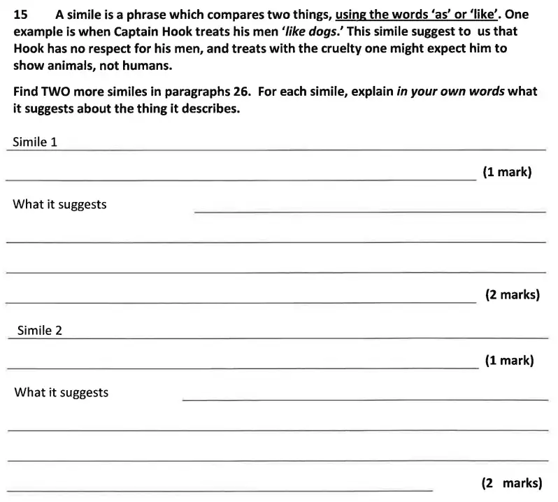 Question 15 - Dulwich College 11 Plus English Specimen Paper – A