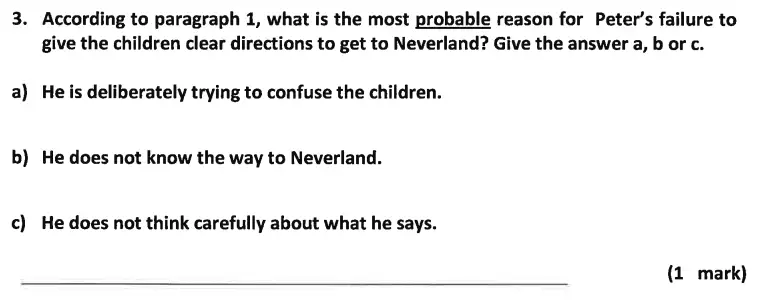 Question 03 - Dulwich College 11 Plus English Specimen Paper – A