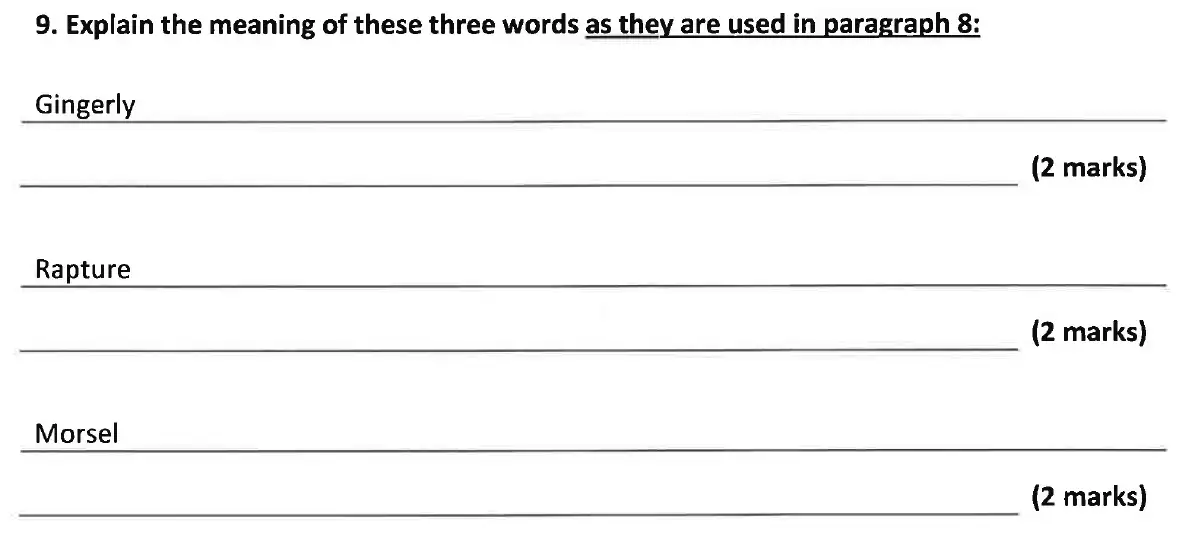 Question 10 - Dulwich College 11 Plus English Specimen Paper - B