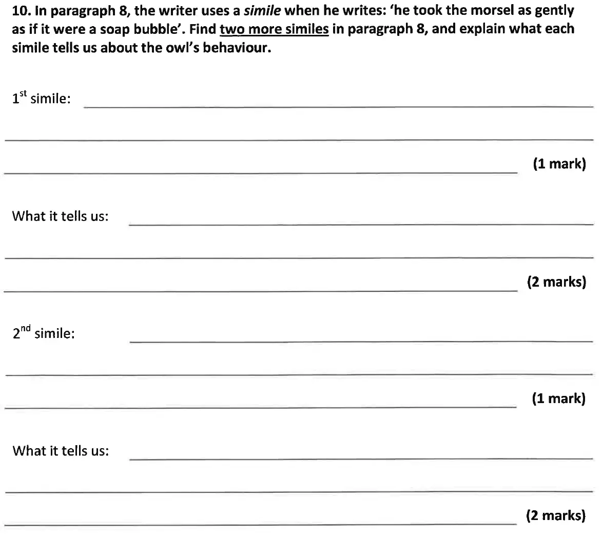 Question 11 - Dulwich College 11 Plus English Specimen Paper - B
