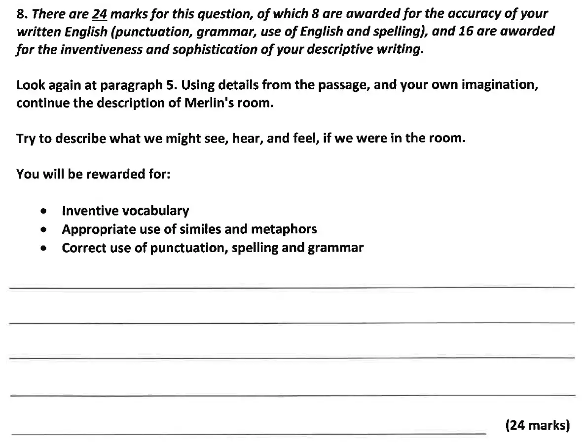 Question 09 - Dulwich College 11 Plus English Specimen Paper - B