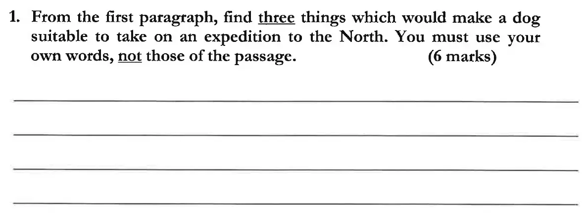 Question 01 - Dulwich College 11 Plus English Specimen Paper - C