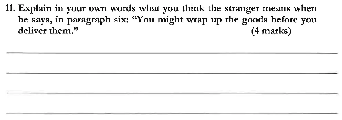 Question 13 - Dulwich College 11 Plus English Specimen Paper - C