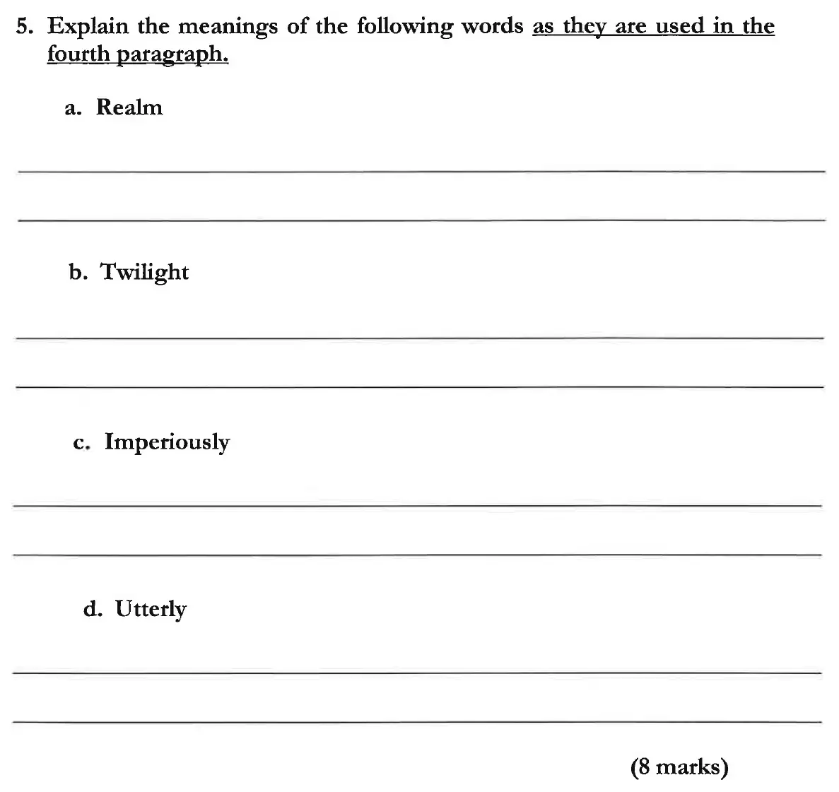 Question 06 - Dulwich College 11 Plus English Specimen Paper - C