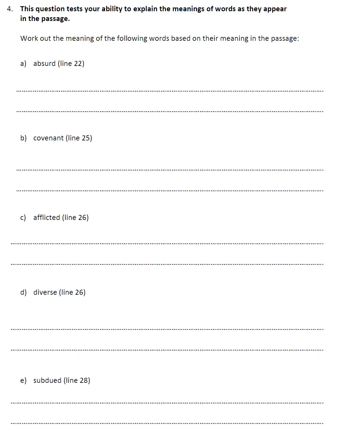 Question 12 - Dulwich College – 11+ English Specimen Paper D – 2022