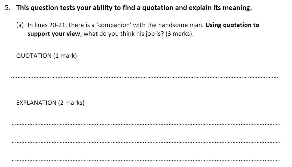 Question 13 - Dulwich College – 11+ English Specimen Paper D – 2022