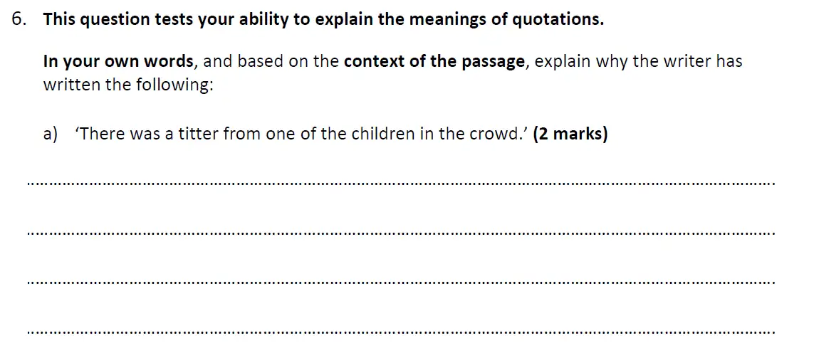 Question 15 - Dulwich College – 11+ English Specimen Paper D – 2022