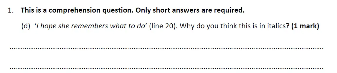 Question 04 - Dulwich College – 11+ English Specimen Paper D – 2022