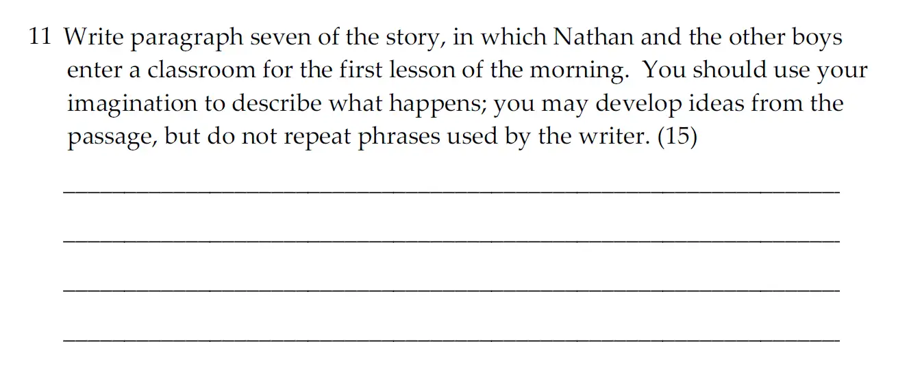 Question 11 - Dulwich College 11 Plus English Specimen Paper - E