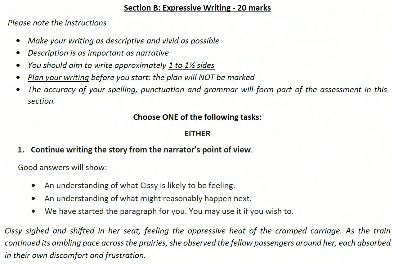 Writing task 01 - Eltham College – 11 Plus Exam English Past Paper – 2024