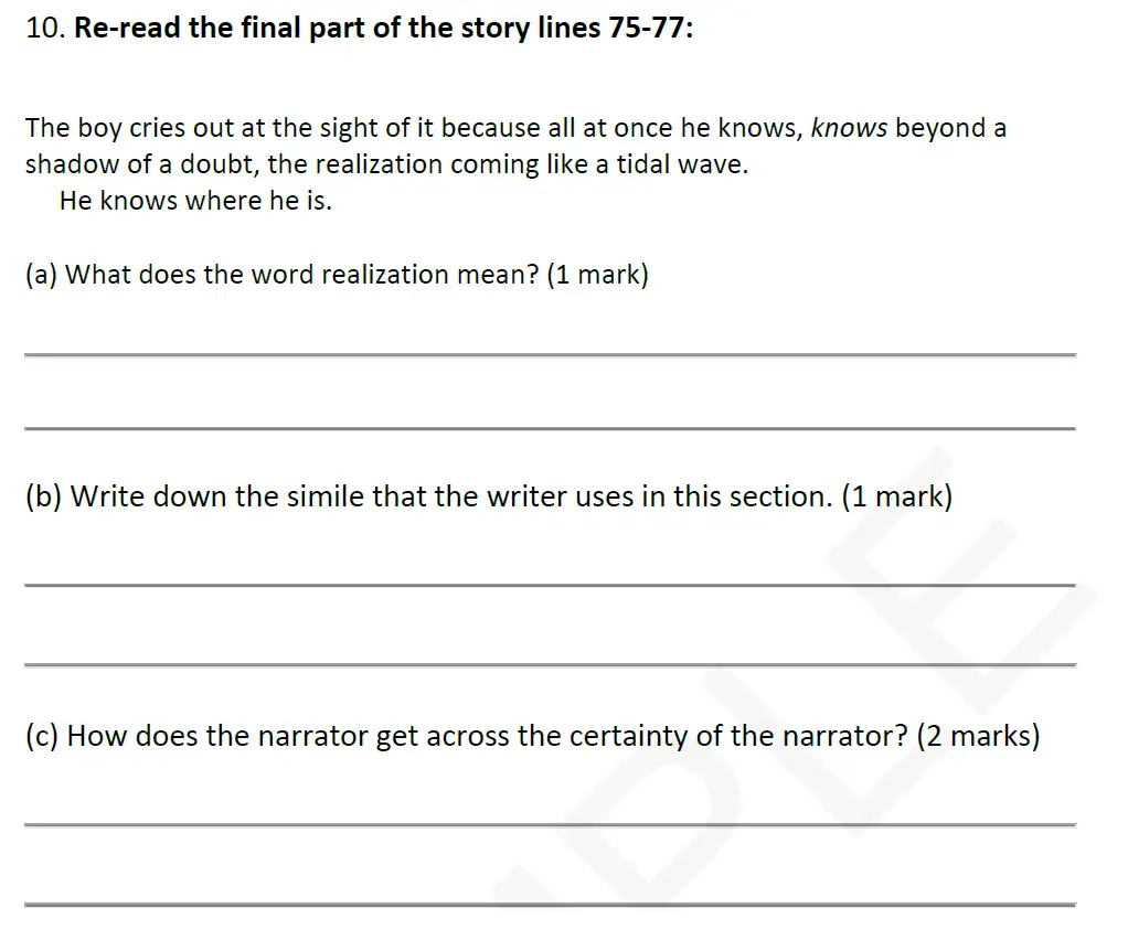 Question 10 - Forest School – 11+ English Entrance Exam Paper – 2016