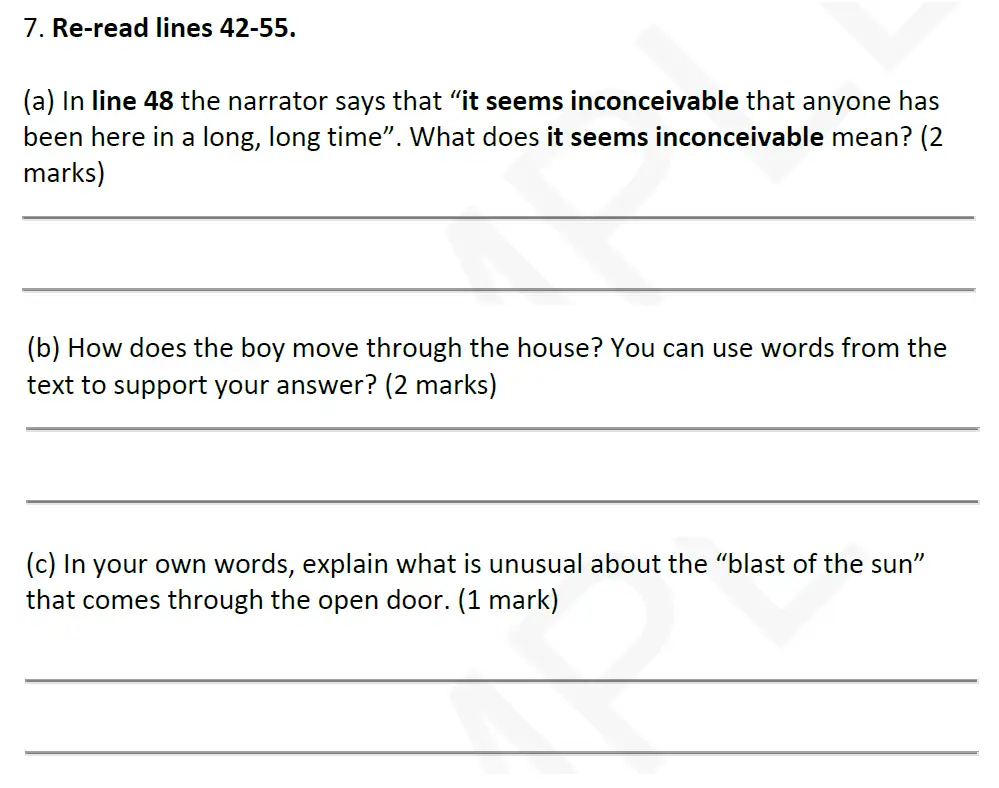 Question 07 - Forest School – 11+ English Entrance Exam Paper – 2016