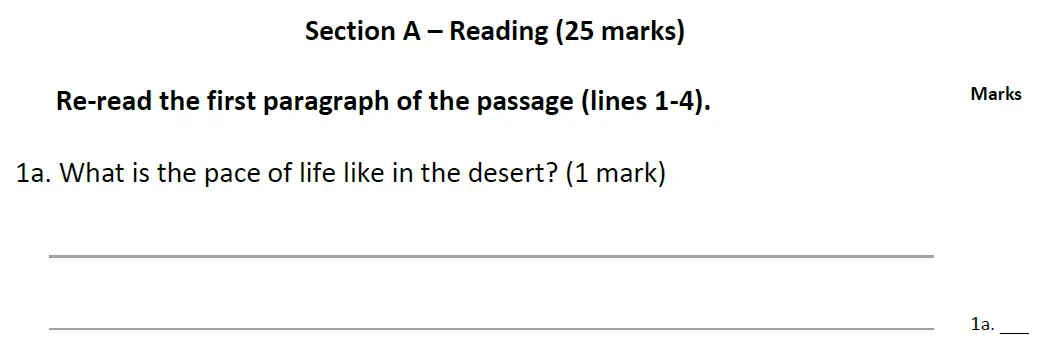 Question 01 - Forest School - 11 Plus English Sample Paper 1 - 2020