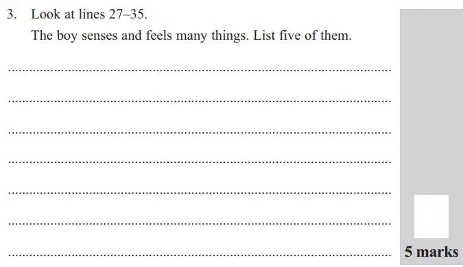 Question 03 - 11 Plus English Paper Group 1 - 2015
