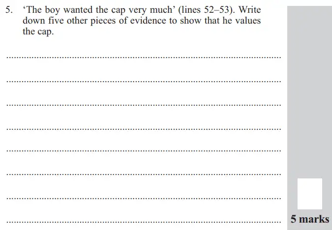 Question 05 - 11 Plus English Paper Group 1 - 2015