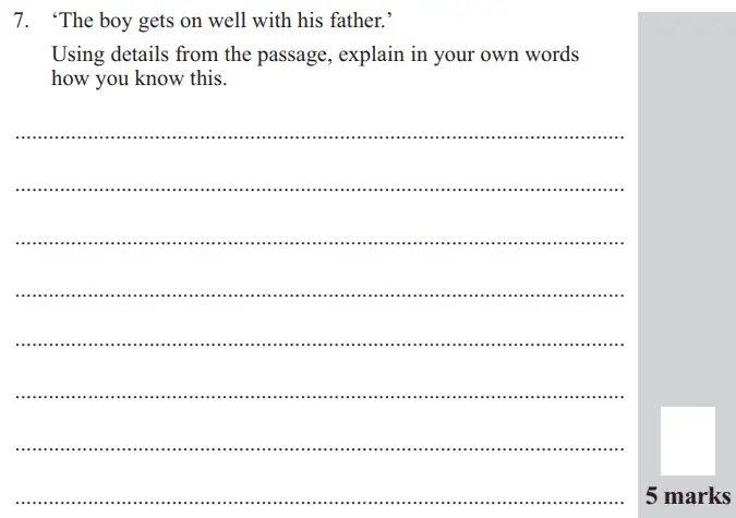 Question 07 - 11 Plus English Paper Group 1 - 2015