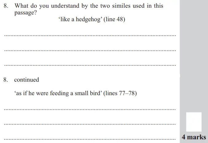 Question 08 - 11 Plus English Paper Group 1 - 2015