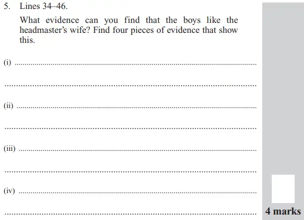 Question 05 - Group 1 – 11+ English Paper – 2016