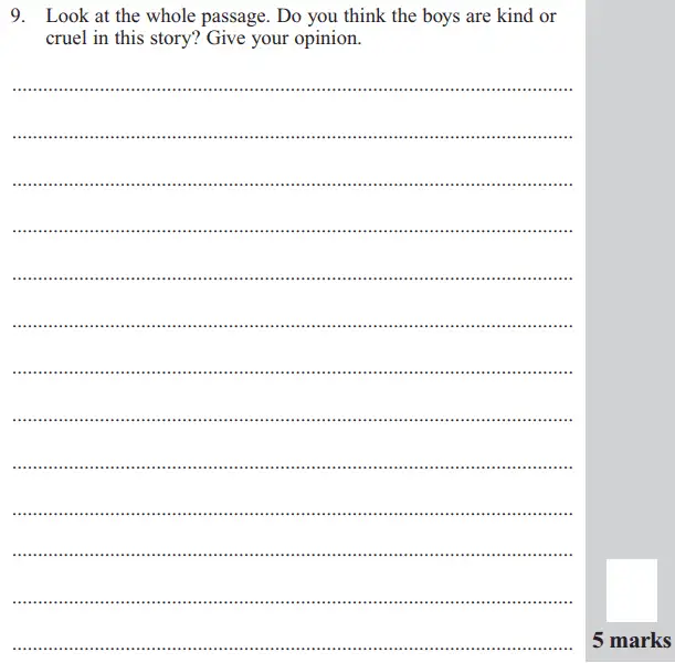 Question 09 - Group 1 – 11+ English Paper – 2016