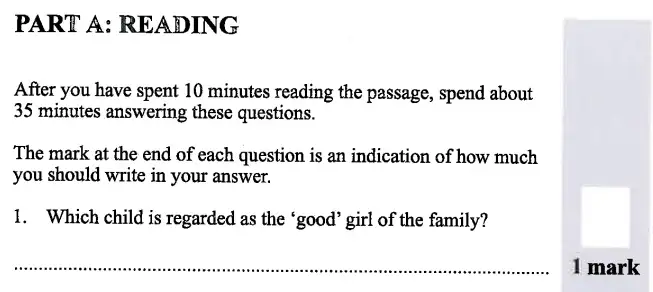 Question 01 - 11 Plus English Paper Group 2 - 2013