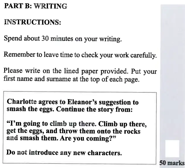 Writing task 01 - 11 Plus English Paper Group 2 - 2013