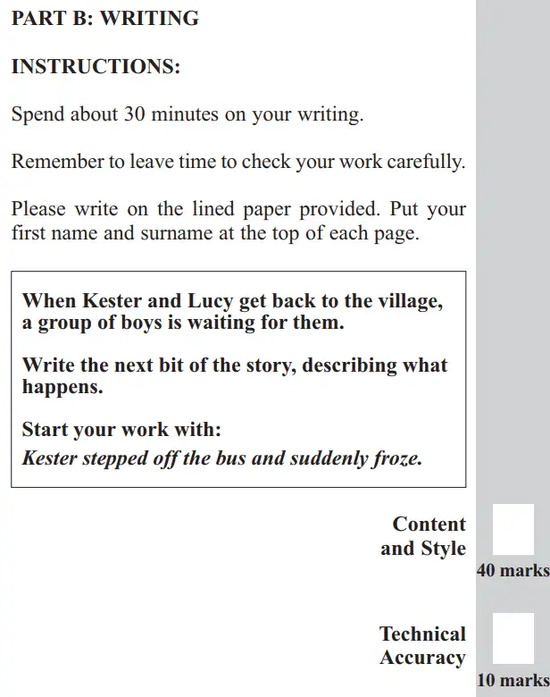 Writing task 01 - 11 Plus English Paper Group 2 - 2015