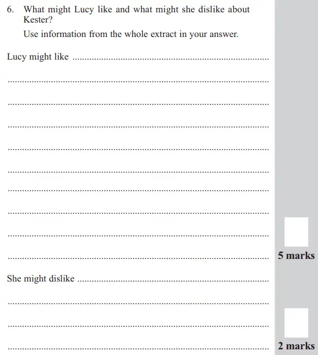 Question 06 - 11 Plus English Paper Group 2 - 2015