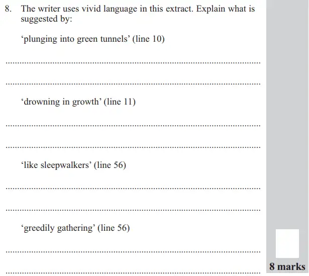 Question 08 - 11 Plus English Paper Group 2 - 2015