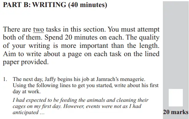 Writing task 01 - 11 Plus English Paper Group 2 - 2017