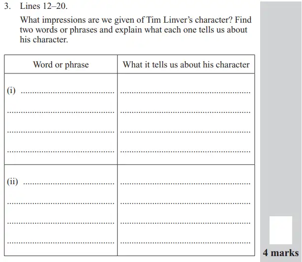 Question 03 - 11 Plus English Paper Group 2 - 2017