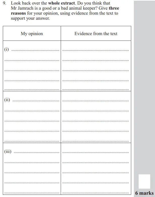Question 09 - 11 Plus English Paper Group 2 - 2017