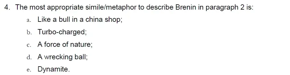 Question 04 - Haberdashers Monmounth School for Girls – 11 Plus Exam English Sample Paper – 2023