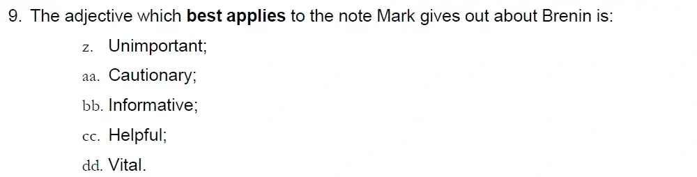 Question 09 - Haberdashers Monmounth School for Girls – 11 Plus Exam English Sample Paper – 2023