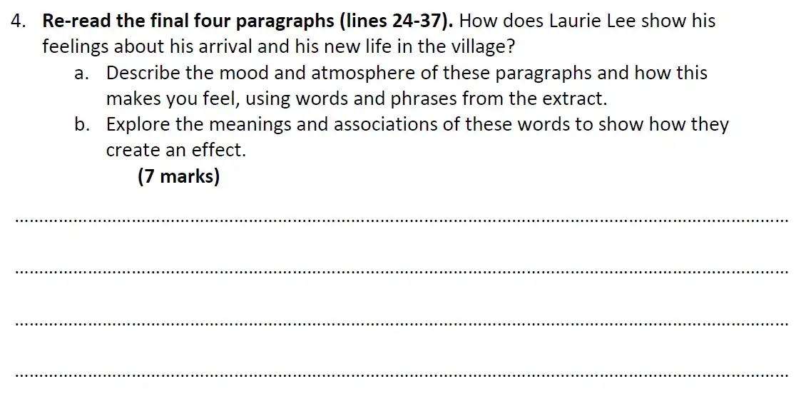 Question 04 - Highgate School – Eleven Plus English Exemplar 1 – 2020