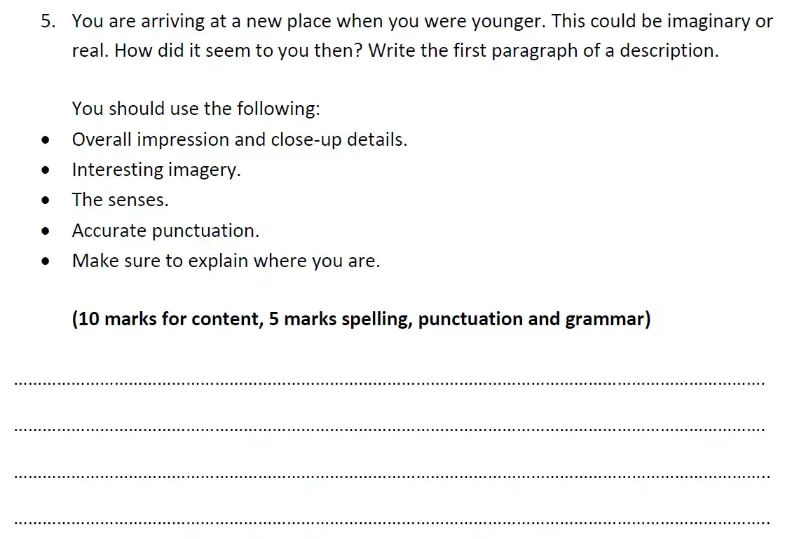Writing task 01 - Highgate School – Eleven Plus English Exemplar 1 – 2020