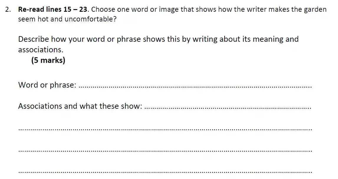 Question 02 - Highgate School 11 Plus English Exemplar 2 - 2020