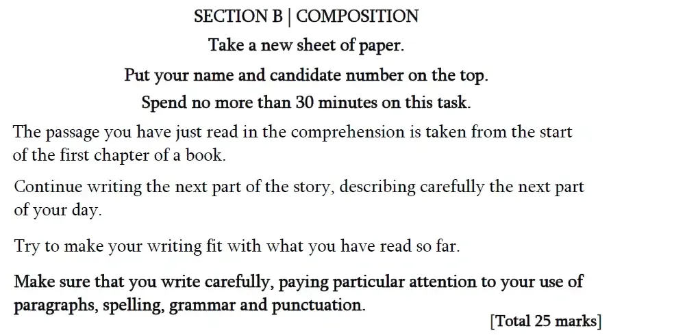 Writing task 01 - James Allen’s Girls’ School – 11+ English Sample Paper – 2024
