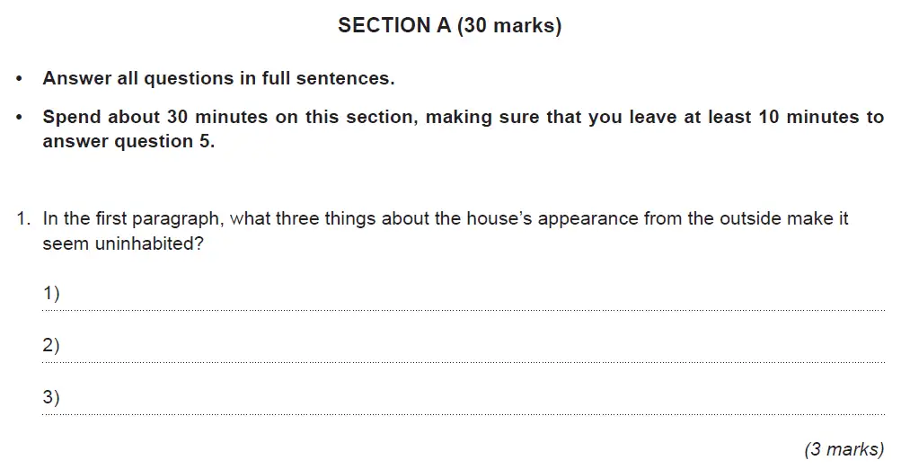 Question 2023 - King’s College School - 11 Plus English Specimen Paper
