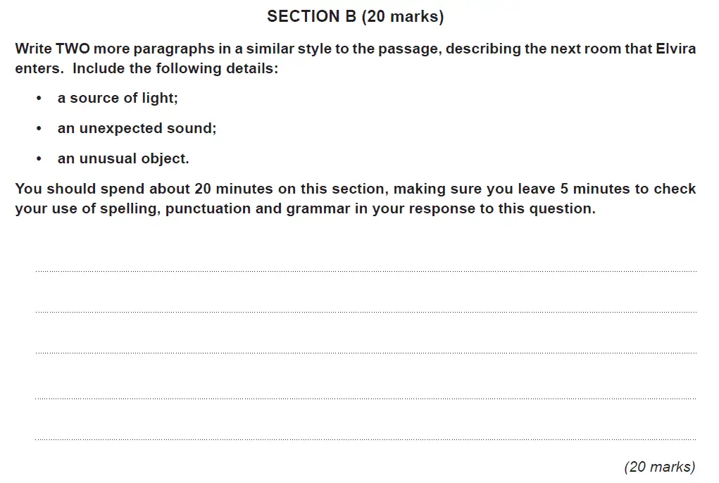Writing task Writings - King’s College School - 11 Plus English Specimen Paper