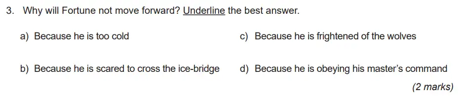 Question 03 - King’s College School 11 Plus English Specimen Paper 2019