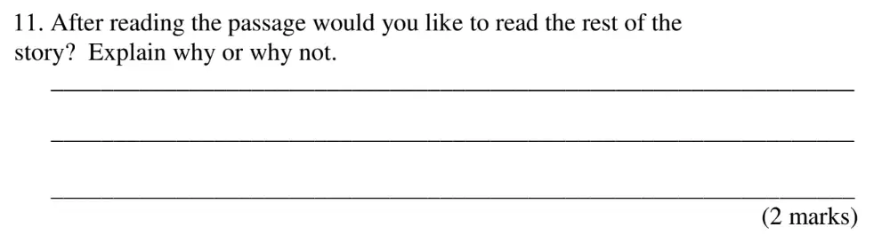 Question 11 - The Latymer School – 11+ Exam English Specimen Paper – 2025