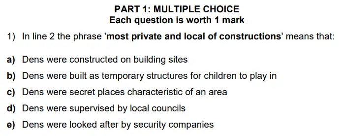 Question 01 - Latymer Upper School 11 Plus English Sample Papers 2 – 2024