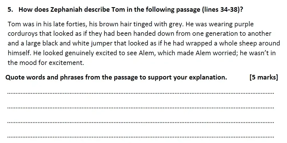 Question 05 - Merchant Taylors’ School – 11+ English Entrance Examination – 2021