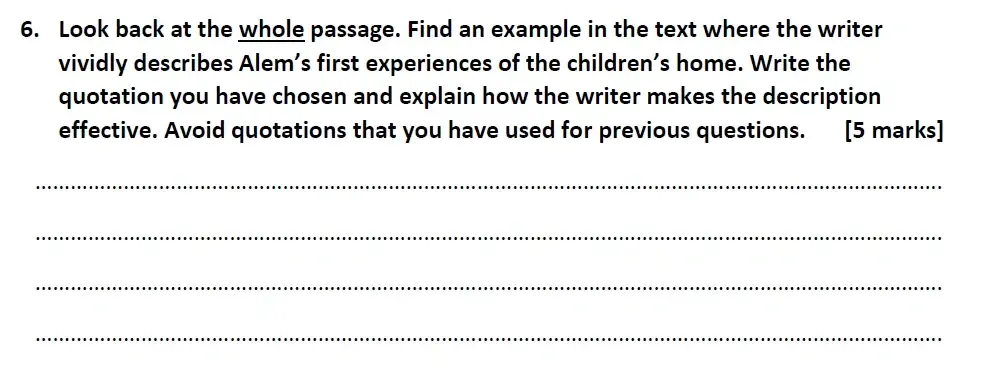 Question 06 - Merchant Taylors’ School – 11+ English Entrance Examination – 2021