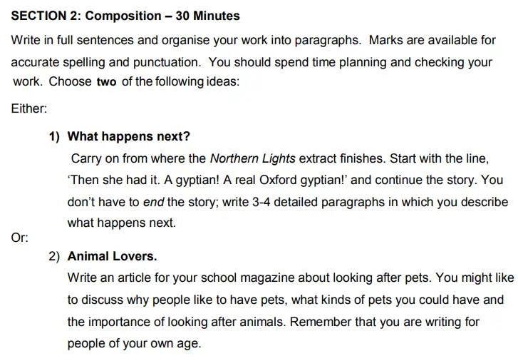 Writing task 01 - Merchant Taylors’ School 11 Plus English Official Practice Paper 2019