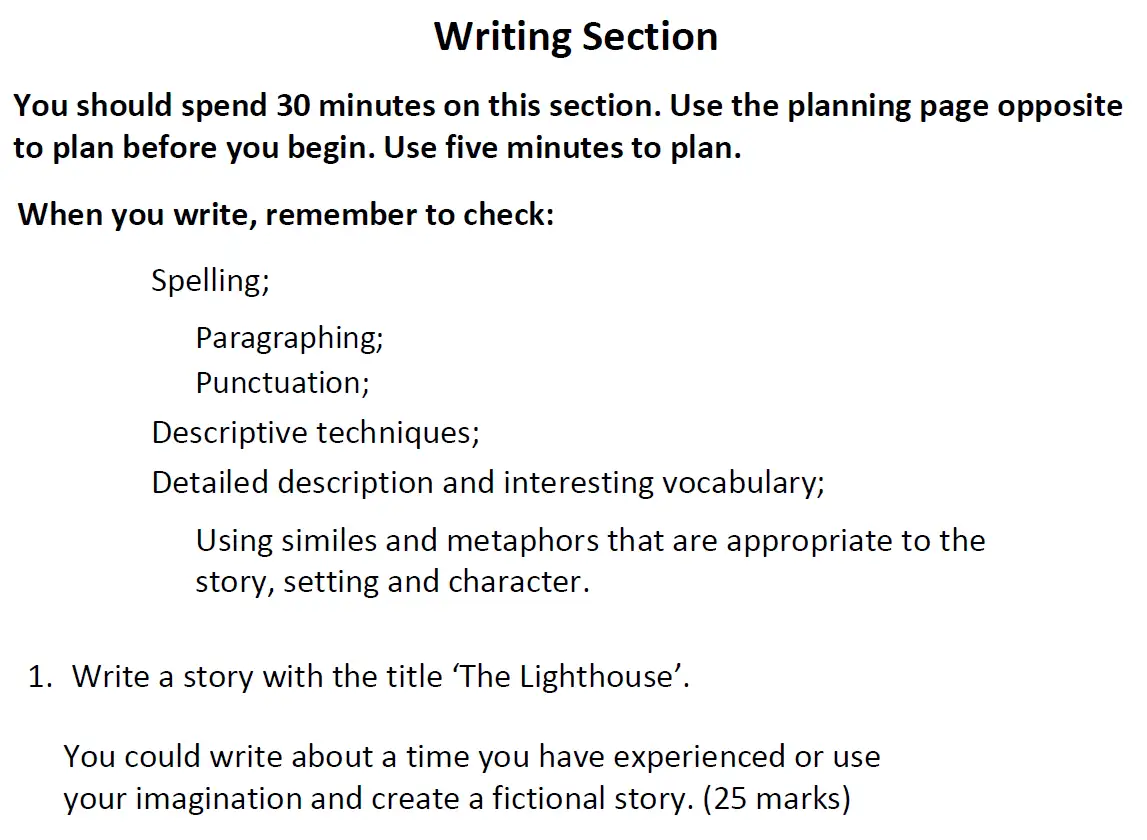 Writing task 01 - Reigate Grammar School – 11+ English Entrance Exam – 2019