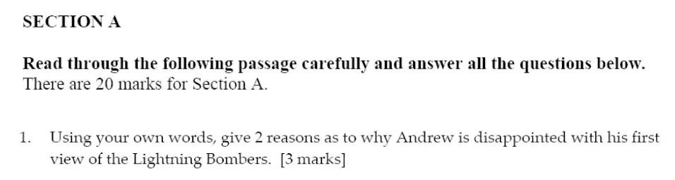 Question 01 - Sevenoaks School 11 Plus Entrance Examination English Paper 2014