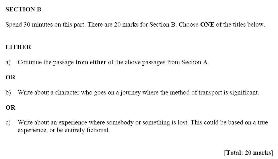 Writing task 01 - Sevenoaks School 11 Plus Entrance Examination English Paper 2014