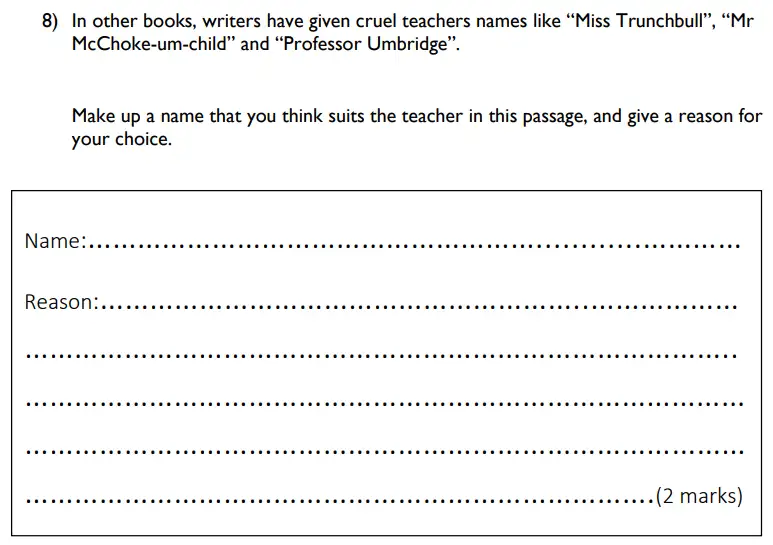 Question 08 - St Albans High School for Girls – 11+ English Specimen Paper – 2017
