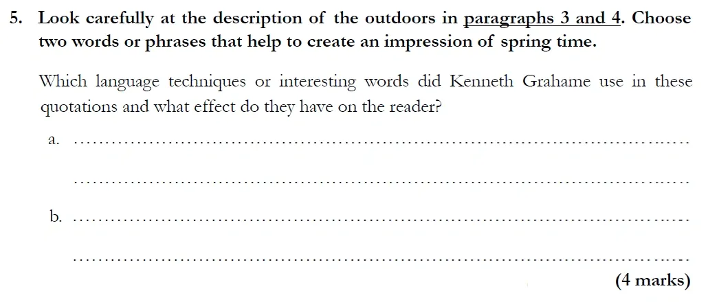 Question 05(a, b) - Streatham and Clapham High School – 11+ English Entrance Examination – 2020